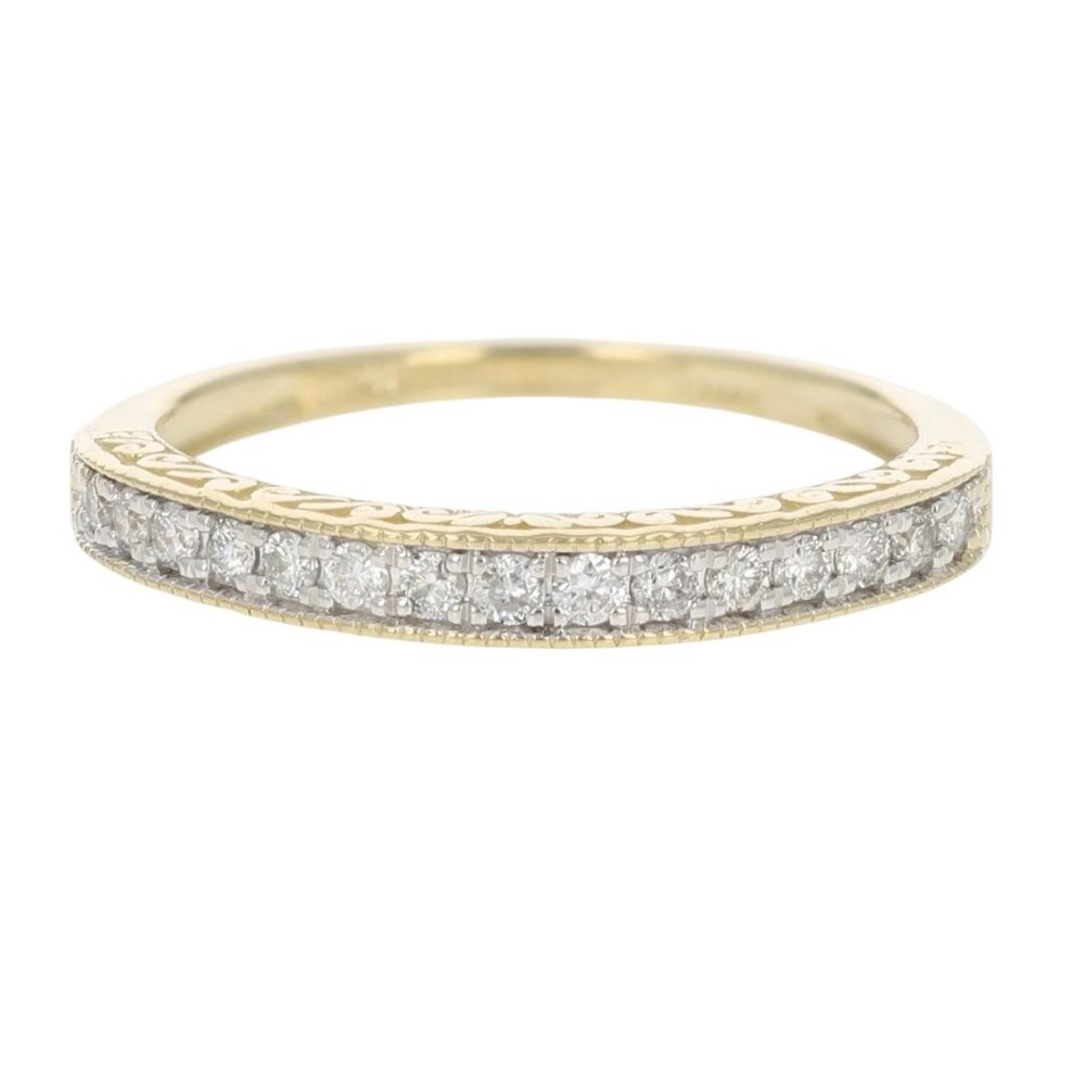 .18ctw Diamond Pavé Milgrain Scroll Wedding Band Ring 14k Yellow Gold Size 6