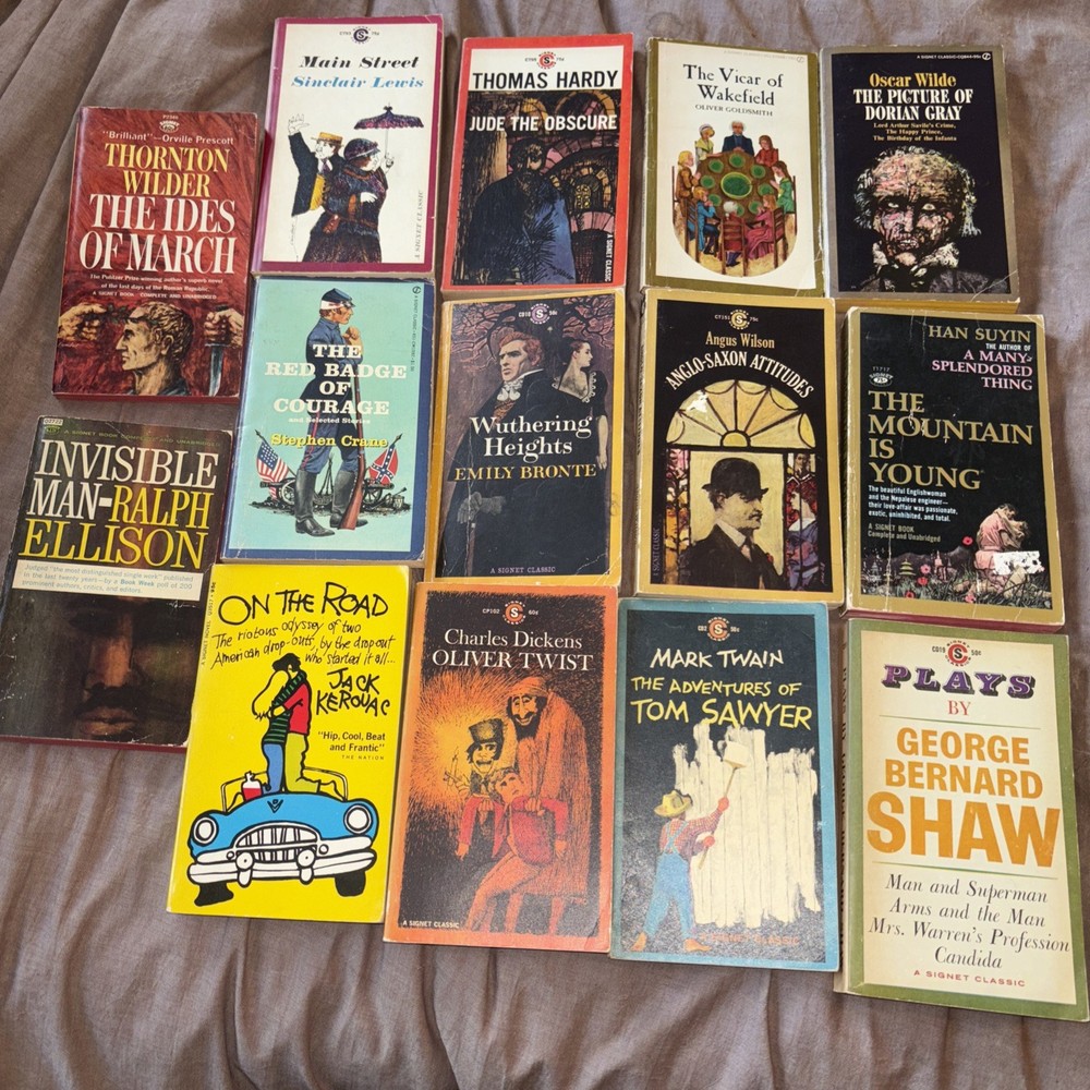 14 Vintage Signet Classics Mass Market Paperback Books 1950’s-60’s