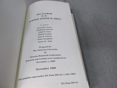 AREA HANDBOOK FOR HASHEMITE KINGDOM OF JORDAN DA PAM 550-34 Hardcover