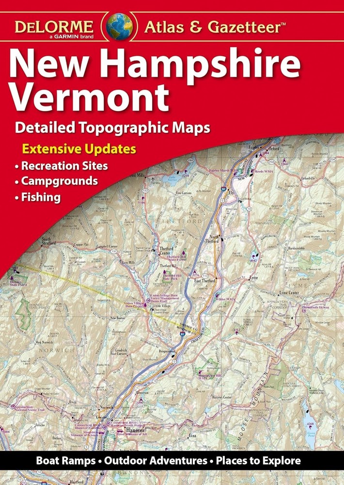 New Hampshire/Vermont Atlas & Gazetteer by Delorme (2022, Paperback )