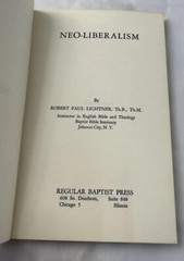Neo-Liberalism by Robert Lightener Baptist Seminary 1959 Paperback Vintage