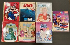 Golden Books (7 As Shown) Jaws, Super Mario, Betty White, Nutcracker, Bluey, Etc