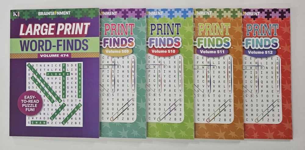 5 New Large Print Word-Finds Puzzle Books Kappa Games Vol #474-512~ Search,Hunt