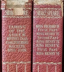 Antique 8‑Volume Shakespeare Works Set Leather‑Bound Gold Embossed 1900s Vintage