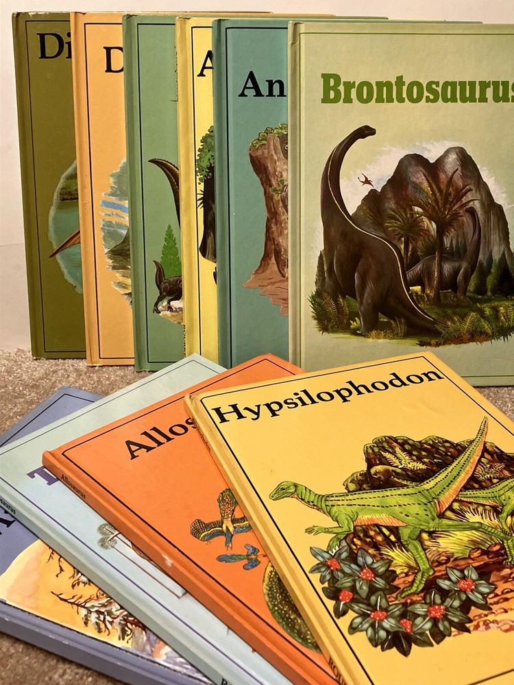 Lot Vintage Dinosaur Library Books Set Of 10 HC Rourke Publishing 80s Hardback
