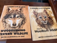 2 O.W. Davis Woodburning Instruction Books Wildlife; Total of 101 pages.