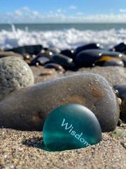 The Mermaid’s Message, Frosted Inspirational Sea Glass Stones, Assorted, Twelve