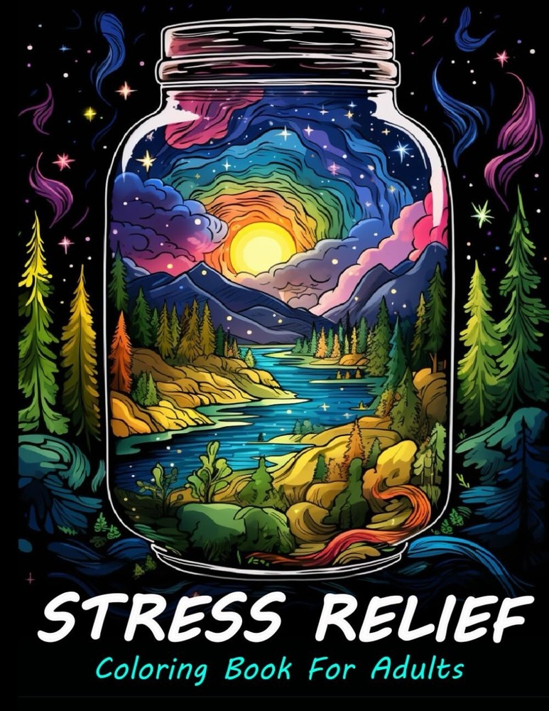 Stress Relief Coloring Book For Adults: Large print adult colouring book