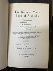Businessman’s Book of Proverbs – Edward W. De Bowler. 100+ Yr Vintage
