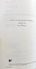 Texas Family Code 1988 Edition by West Publishing Co