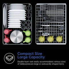AIRMSEN Large Slim Countertop Dishwasher with Complete 2-Level Rack, Portable Di