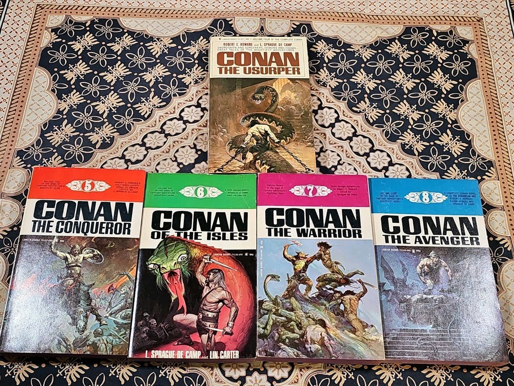 LOT of 5 VTG CONAN Lancer PB BOOK Robert Howard & L. Sprague de Camp 1960s ~NM~