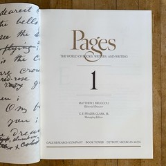 Matthew J BRUCCOLI Pages The World of Books Writers and Writing 1976 HC Book