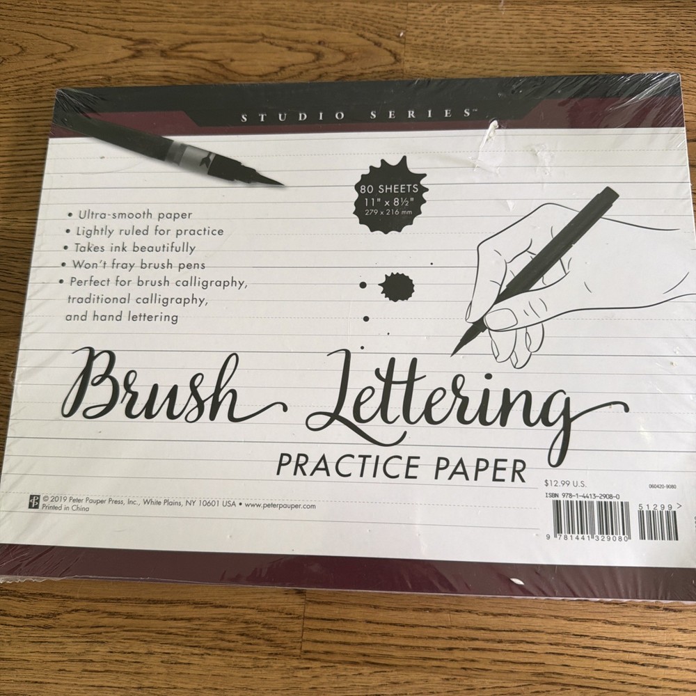 Brush Lettering Practice Pad by Inc. Peter Pauper Press (2019, Trade Paperback)