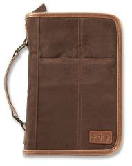 Aviator Bible Cover for Men, Zippered, with Handle, Suede, Brown,