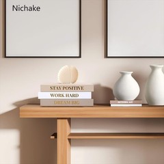 Set of 3 Linen Covered Decorative Books for Home Office Decor-Gold Foil Stamping