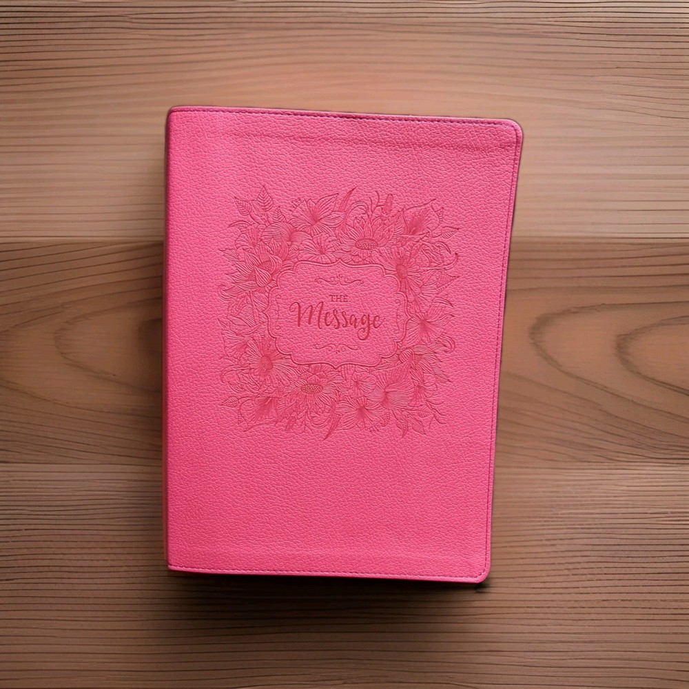 The Message Bible in Contemporary Language Large Print Dusty Rose Floral
