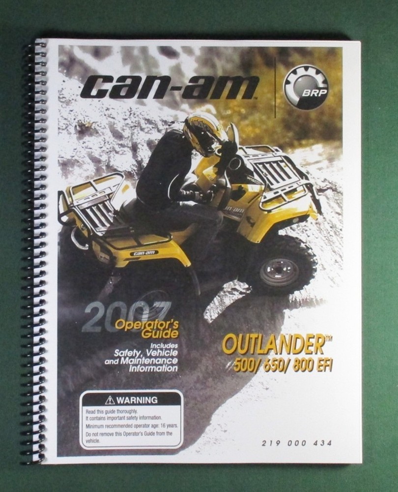 2007 Bombardier Outlander 800 Owner’s Manual: 148 Pages & Protective Covers!