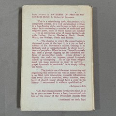 Patterns of Protestant Church Music Robert Stevenson 1953 Duke University press