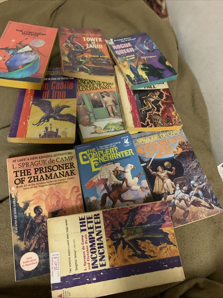 L. Sprague De Camp Vintage 1960s-70s Fantasy Sci-Fi PB Book Lot of 10 Good