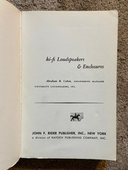 HI-FI LOUDSPEAKERS AND ENCLOSURES Abraham Cohen 1965, Softcover 360 pages