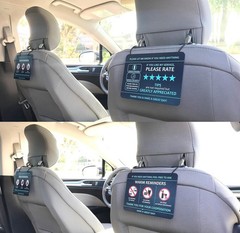 Water-Resistant Rideshare Headrest Signs – Enhance Tips & Maintain Cleanliness