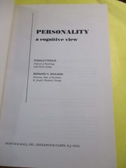 Personality: A Cognitive View by R. Forgus & B. Shulman HC 1979 EUC