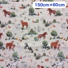 Acufactum Cotton Fabric 59×23 inches Farm Friends Print 100% Cotton