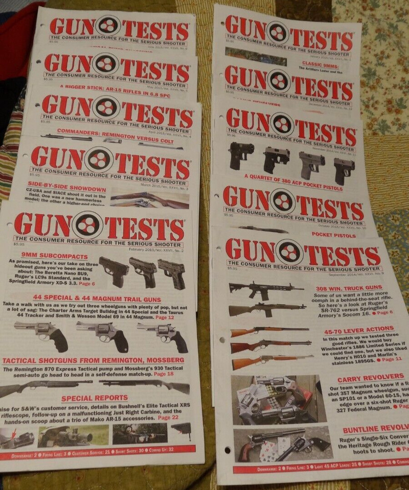 Gun Tests magazine – Lot of 10 – Sept, Nov & Dec 2014 & Jan, Feb, Mar, Apr, May