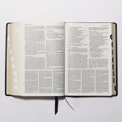 NKJV Study Bible, Premium Bonded Leather, Black, Thumb Indexed, Comfort Print…