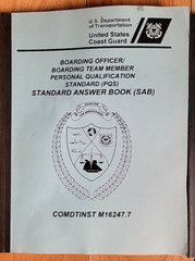 U.S Department of Transportation Coast Guard Boarding Officer Answer Books SAB