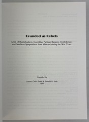 Branded as Rebels, Eakin & Hale, 1995, 2nd Printing with Corrections, Civil War