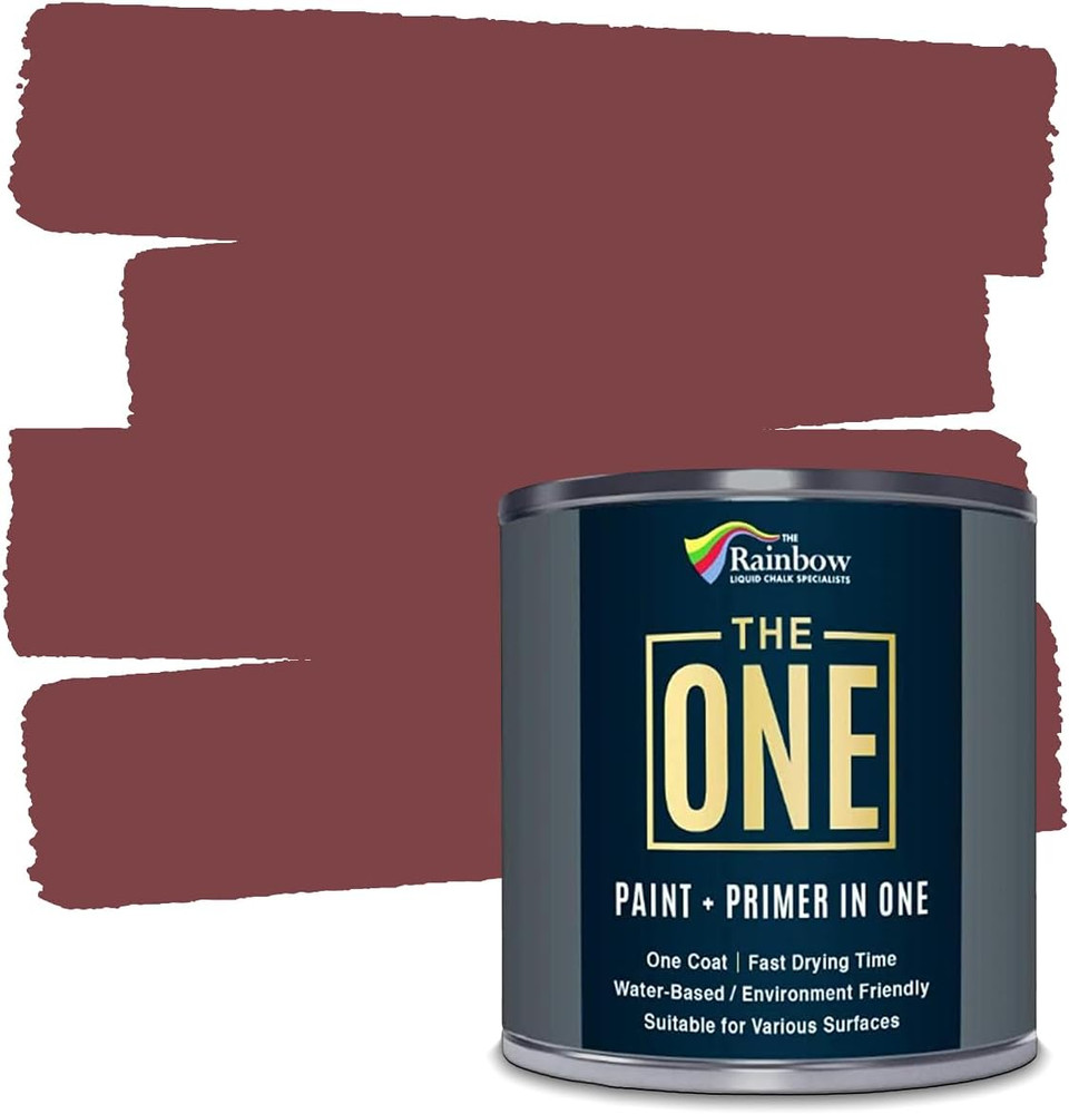 All-In-One Paint & Primer – Deep Red Matte, 8.5 Fl Oz/250Ml | 1 Coat Formula | E