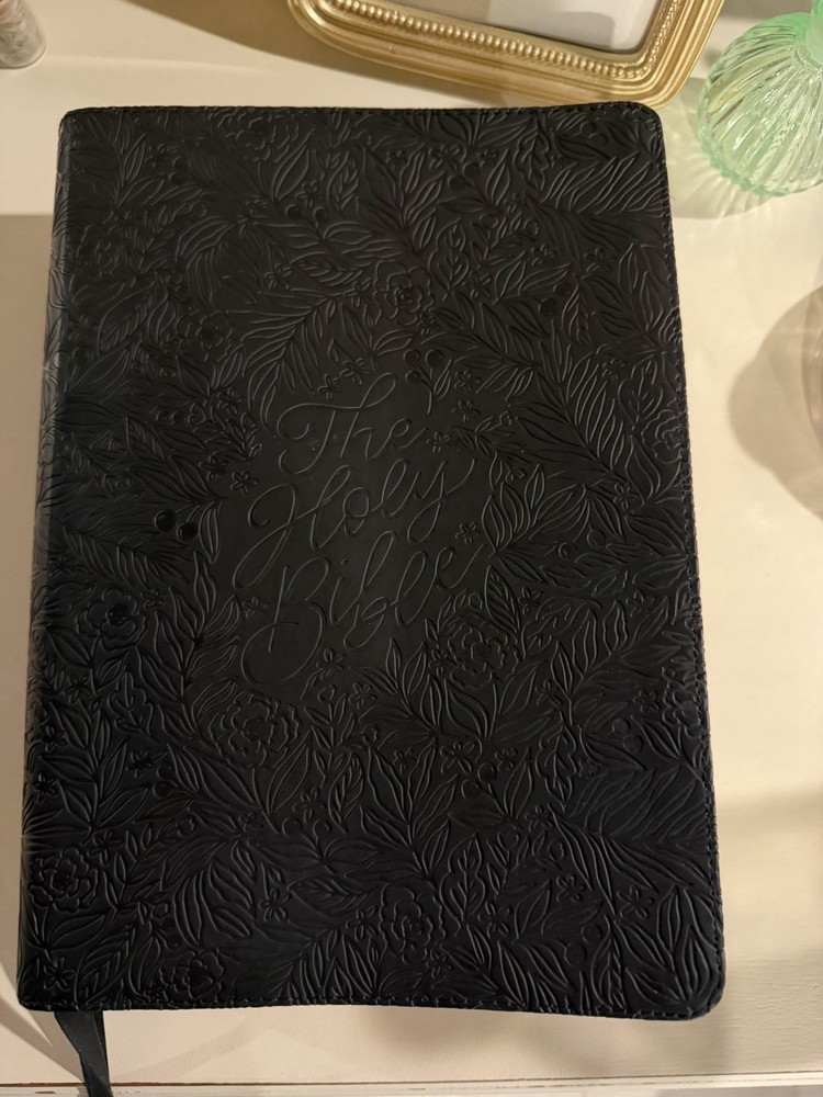 The Daily Grace Co. ESV Study Bible Leather Bound Floral Embossed Black