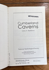 Cumberland Caverns Book Larry Matthews comprehensive History. Maps. ex-LIb