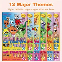 2026 New Sprunki Coloring Book Set, 12 Books, Creative & Focused, Perfect Gift