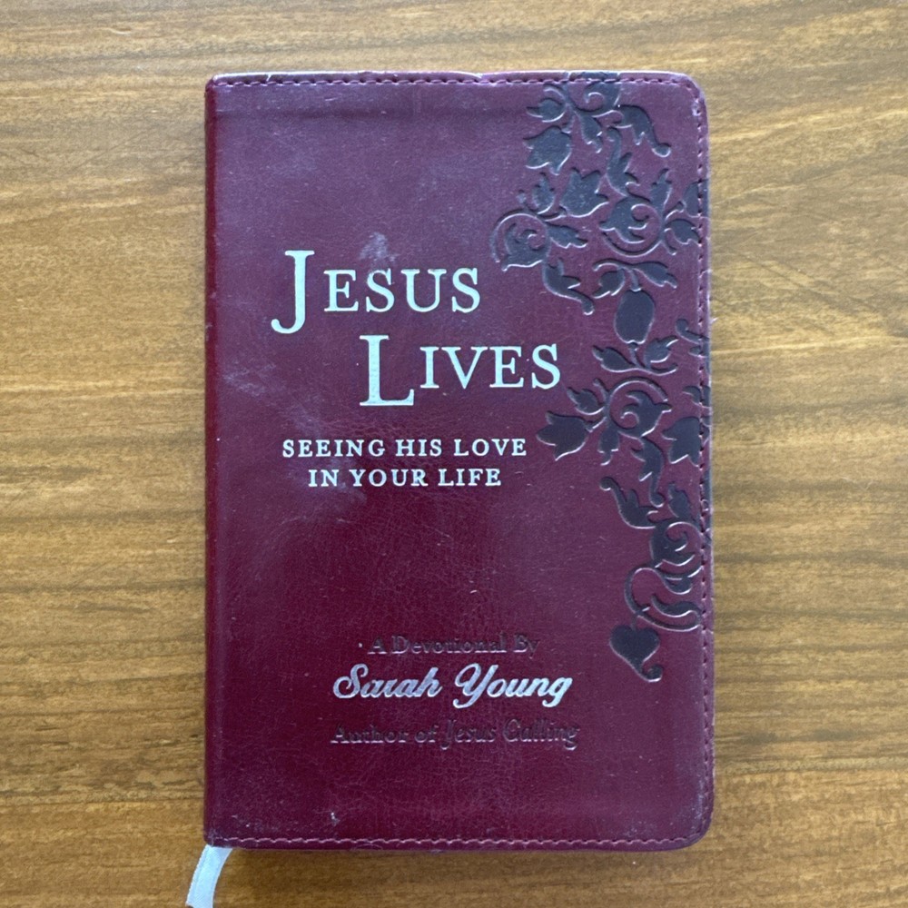 Jesus Lives Sarah Young Devotional Burgundy Faux Leather 2009 Ribbon Marker