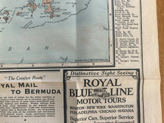 Vintage 1922 Rider’s Standard Map of the Bermuda Islands w/ Fold Out Map