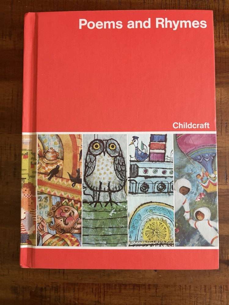 Vintage 1972 MCM Childcraft Poems and Rhymes Illustrated Hardcover Poetry Book