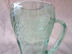 Vintage Libbey Green Coca-Cola (Coke) Thick Heavy Glass Mug w/ Handle 14 oz