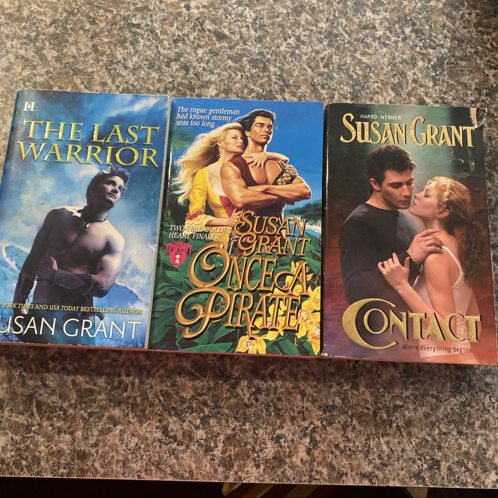 Susan Grant “ The Last Warrior, Once A Pirate & Contact” 3 book lot