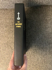 1966 The Methodist Hymnal – black soft leather, gold leaf, purple ribbon