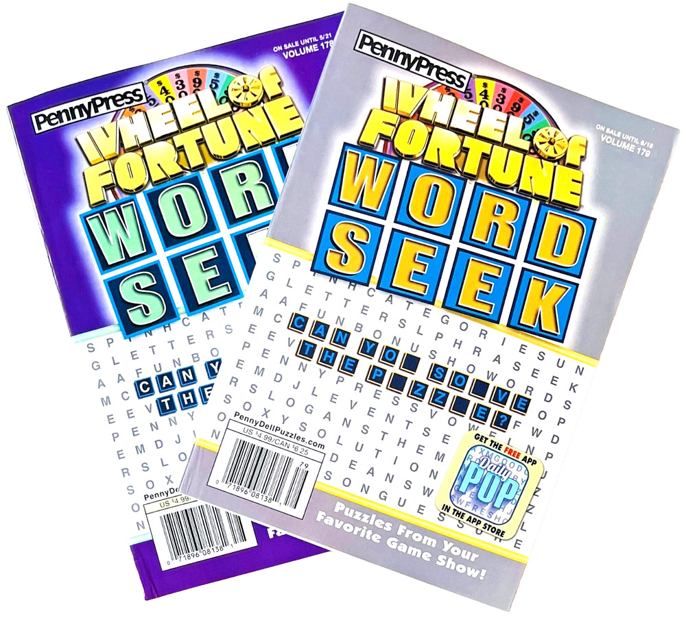 NEW Lot of 2 Penny Press WHEEL of FORTUNE Word Seek Search Find Puzzle Books