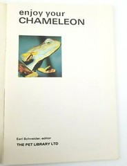 Enjoy your Chameleon by Eric Schneider, Editor, The Pet Library Ltd, 31 Pages