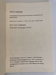 Visible Language journal Calligraphy Special Issue Volume XVII Number 1 1983
