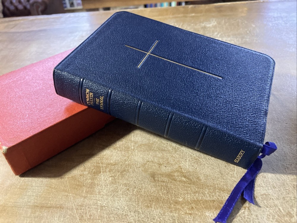 1953 Seabury Book Of Common Prayer & Hymnal Blue Genuine Morocco Leather 1674