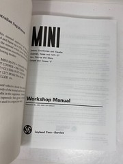 Mini Workshop Manual Incl. Australian Supplement: AKD 4935 & No. TTP832C 9th ed.