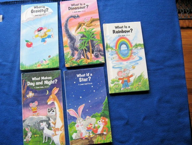 VTG Lot of 5 Weekly Reader “A Just Ask Book” Series 1980s Gravity Rainbow Dino+