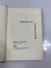 American Utopianism by Fogarty Ex-library 1972 HC