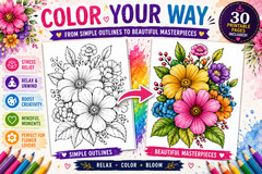 DIGITAL CONTENT- 2025 Flower 30 Page Activity Book – PRINTABLE